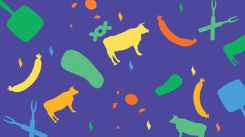 Colorful meat and grill elements background vector
