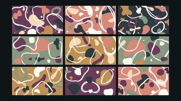 Hand drawn floral outline background Set vector