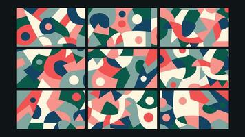 Colorful abstract squiggle line background Set vector
