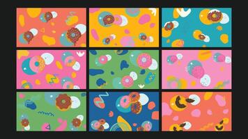 Playful abstract donut background Set vector