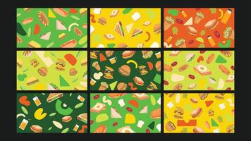Vibrant zigzag abstract background Set vector