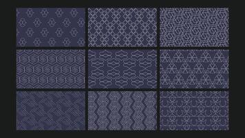 Geometric patterns in navy blue vector