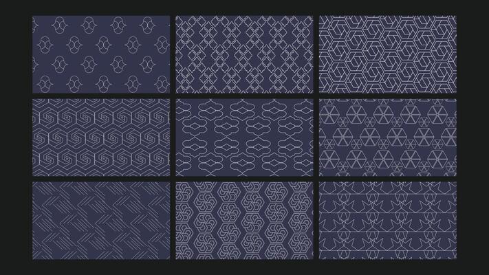 Navy geometric line background Set