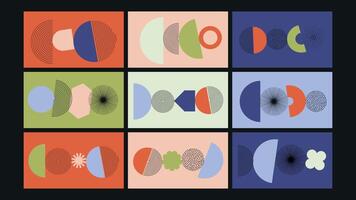 Abstract minimal shape collage background Set vector