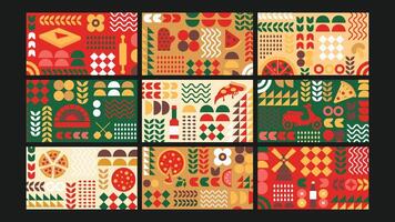 Pizza and delivery background Set vector