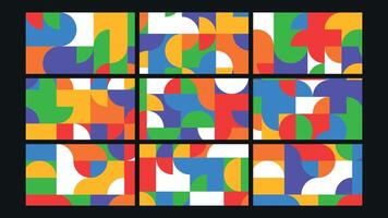 Abstract overlapping curve shape background Set vector