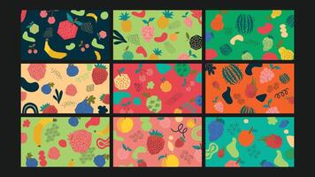 Fruit seamless colorful background Set vector