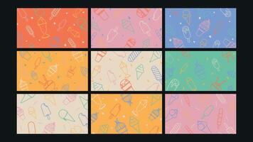 Ice cream and sweets background Set vector