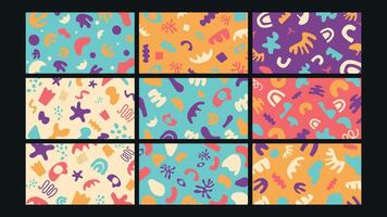 Decorative minimalist tiles background Set vector