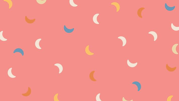 Colorful crescent shapes on pink background