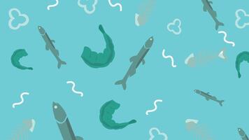 Blue Fish and Shell Background vector