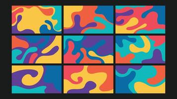 Multicolor playful fluid background Set vector