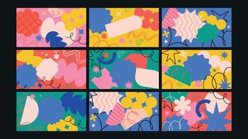 Vibrant abstract patterns with colorful shapes vector