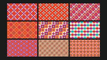 Colorful geometric patterns in various designs vector