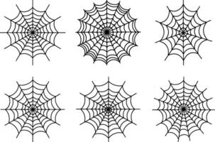 Set of Spider Web Line Art Vectors - Minimal Halloween Web Collection Illustration