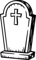 Gravestone with Cross Line Art Illustration for Memorial and Religious Designs vector