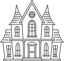 Haunted Mansion Line Art Illustration with Gothic Architecture vector