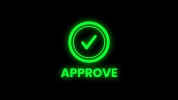 Animated green check mark with approval text on transparent background. Suitable for success alerts, confirmations. Alpha channel video
