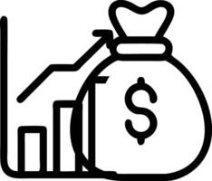 Money bag icon with a graph and a dollar sign vector
