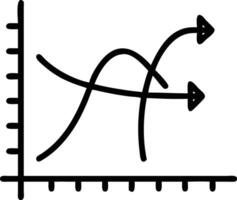 A graph with a line going up and down vector