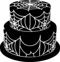 Black and white spiderweb cake design for Halloween party celebration scene vector