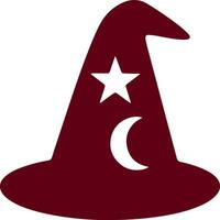 Witch hat featuring a prominent white star and a crescent moon design vector