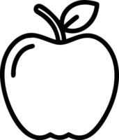 Outline drawing of a fresh apple fruit with a leaf vector
