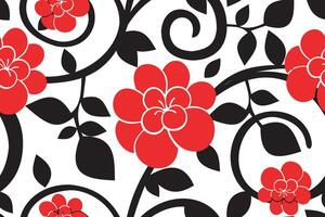 Seamless pattern red Chrysanthemums,japaneese floral pattern on white background vector