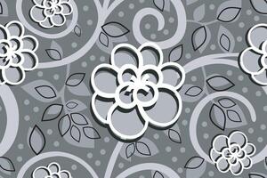 Gray and white floral pattern design vector