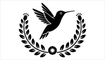 Hummingbird with Laurel Wreath Silhouette vector