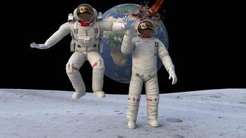 astronauts on moon surface animation video