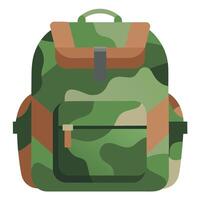 A backpack with a camouflage pattern blending seamlessly into the surroundings Sticker vector