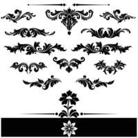 Black and White Floral Swirls and Flourishes Design Elements Set Decorative Ornaments Collection Vintage Style Page Decoration vector