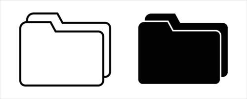File Folder Icons . Outline and Solid Style Illustrations for UI, App, and Office Organization Design vector