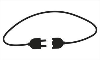 Disconnected Electrical Plug .Black Silhouette of Separated Power Cable and Socket on White Background vector