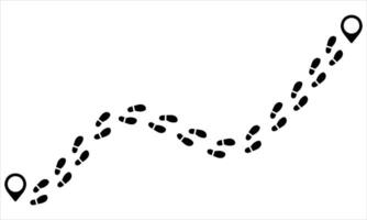 Curved Footprint Trail on White Background . Minimalist Walking Path Concept vector