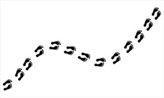 Black Footprints on White Background .Walking Path or Tracking Concept vector