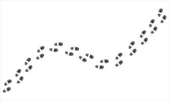 Curved Footprint Trail Silhouette on White Background . Journey and Navigation Concept vector