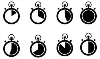 Stopwatch Timer Icon Set . Illustration of Elapsed Time Intervals on White Background vector