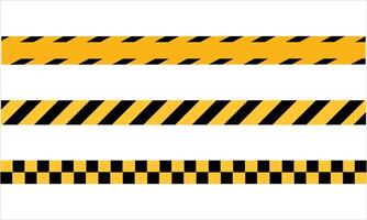 Yellow and Black Hazard Tape Set . Caution Stripes and Checkerboard Safety Patterns on White Background vector