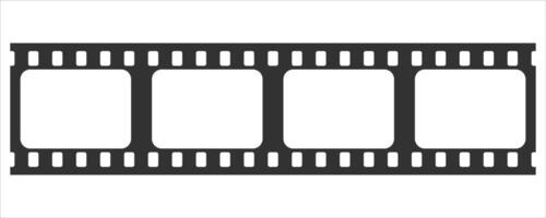 Horizontal Blank Film Strip Template . Three Frame Movie Reel Border on White Background vector