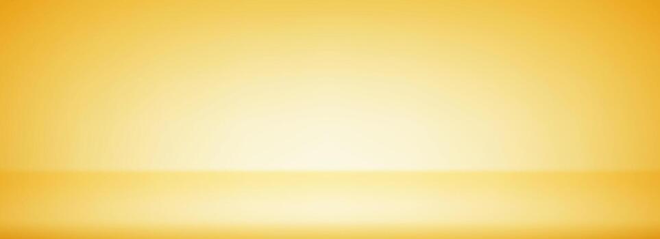 Golden gradient studio room design. Light yellow podium concept. Wall and floor surface backdrop for presentation, product showcase, mockup template. Empty shelf display backdrop vector