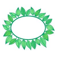 Summer frame with green leaves. Ellipse border made off leafage. Minimalistic seasonal vector