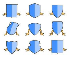 Heraldic escutcheons for coat of arms with ribbons set, shield templates, vector
