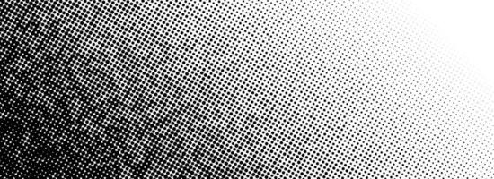Grunge halftone gradient texture. Black pixelated corner backdrop. Weathered grit noise background. Damaged glitched print overlay. Fade gritty sand wallpaper. Smudged texture template surface vector