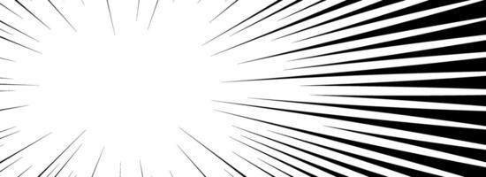 Comic speed lines background. Cartoon book explosion effect. Superhero radial line pattern frame. Impact backdrop. Pop art flash beams or rays background. Manga or anime sunburst wallpaper. vector