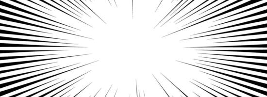 Comic speed lines background. Cartoon book explosion background. Superhero radial line pattern frame. Impact backdrop. Pop art flash beams or rays effect. Manga or anime sunburst wallpaper. vector