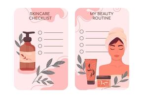 Skincare checklist and beauty routine illustration vector