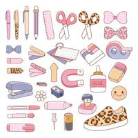 Back to school Elements Doodle Cartoon Style vector