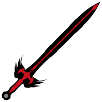 Red Abstract Sword on Transparent Background Flat Lay Illustration png